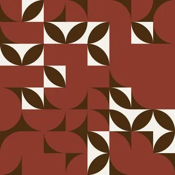 Abstract geometric pattern with retro shapes, organic leaves and modern block Stock Illustration