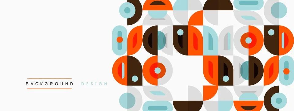 Abstract geometric pattern. Retro style design with orange, brown, blue shape 스톡 일러스트