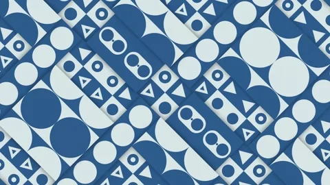 Abstract Geometric Pattern with Rotating Blue and White Shapes 스톡 동영상 335080642