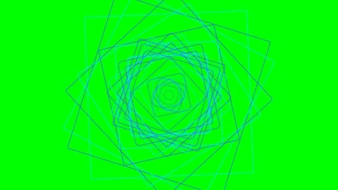 Abstract geometric pattern with rotating blue squares on a green screen Video stock 341839725
