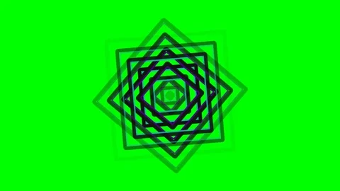 Abstract geometric pattern of rotating concentric squares on green background Stock Footage 340267298