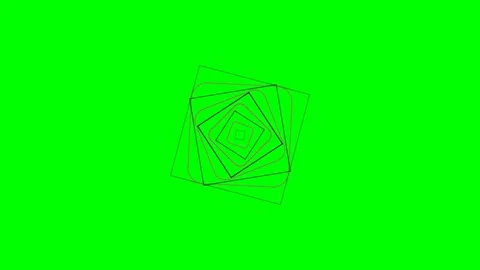 Abstract geometric pattern of rotating concentric squares on green screen Stock Footage 340902637