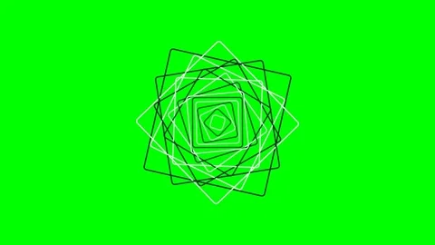 Abstract geometric pattern of rotating concentric squares on green screen Stock Footage 340904404
