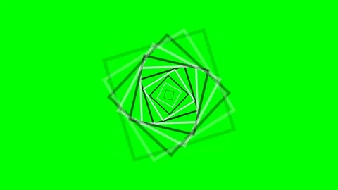 Abstract geometric pattern of rotating concentric squares on green screen Stock Footage 340905185