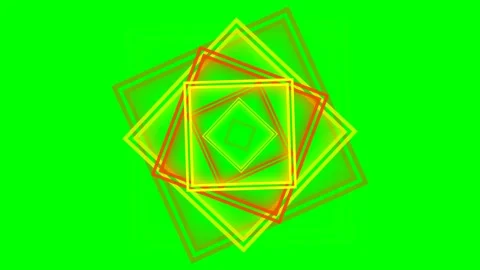 Abstract geometric pattern with rotating glowing squares on green background Stock Footage 340903295