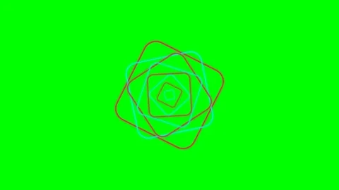 Abstract geometric pattern with rotating nested squares on green background Stock Footage 340264963