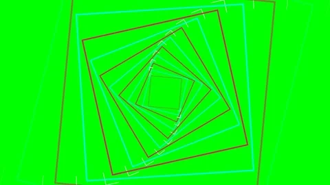 Abstract geometric pattern with rotating nested squares on green background Stock Footage 340900407