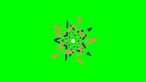 Abstract geometric pattern with rotating shapes on a vivid green background Stock Footage 340900737
