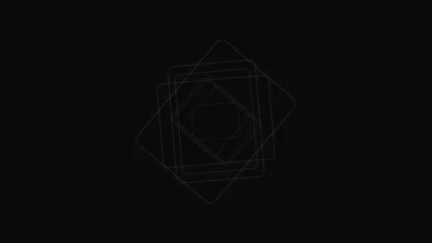 Abstract geometric pattern of rotating square outlines on black background Video stock 335117599
