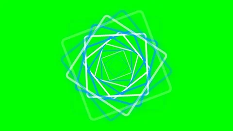 Abstract geometric pattern of rotating square frames on a green background Stock Footage 341822761