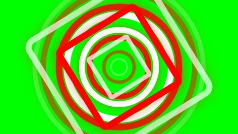Abstract geometric pattern with rotating squares and circles on green backg.. Stock Footage 340264984