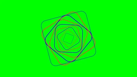 Abstract geometric pattern of rotating squares on a vibrant green background Stock Footage 340266178