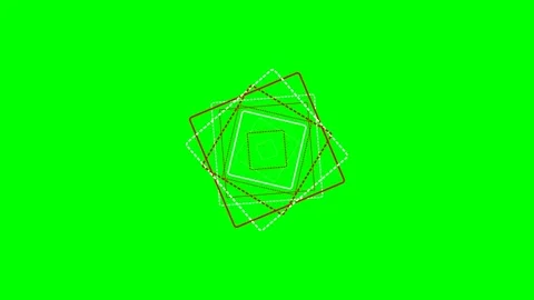Abstract geometric pattern of rotating squares on a bright green background Stock Footage 340903199