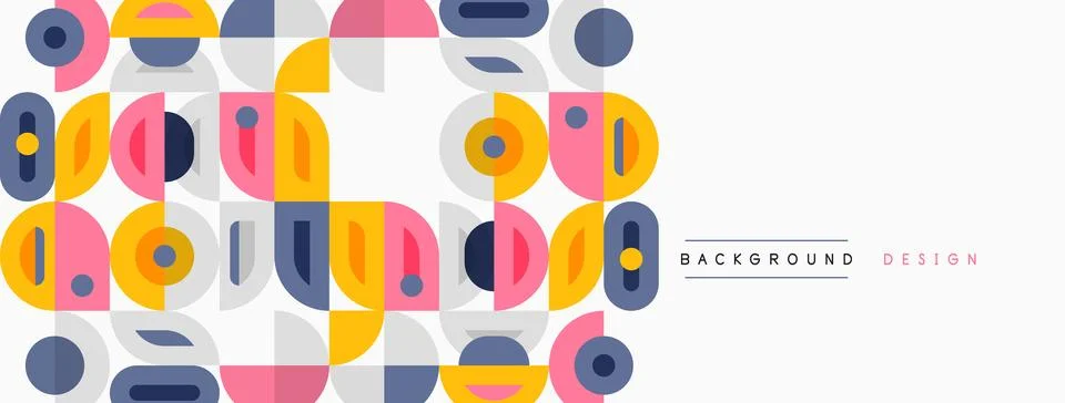 Abstract geometric pattern. Rounded rectangles, circles create colorful Stockillustratie
