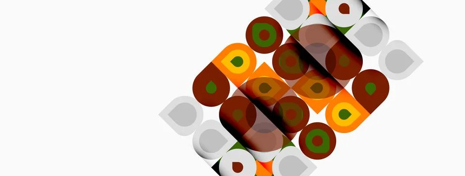 Abstract geometric pattern. Rounded rectangles overlap, creating colorful d.. Stock Illustration