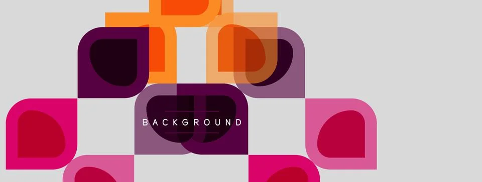 Abstract geometric pattern. Rounded squares overlap, creating vibrant color イラスト素材