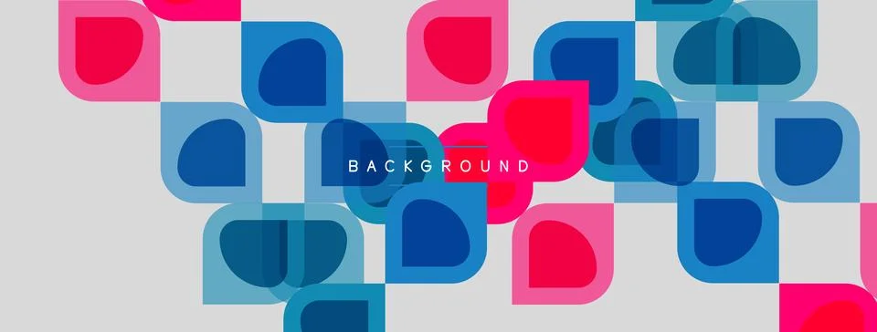 Abstract geometric pattern. Rounded squares overlap, creating vibrant color イラスト素材