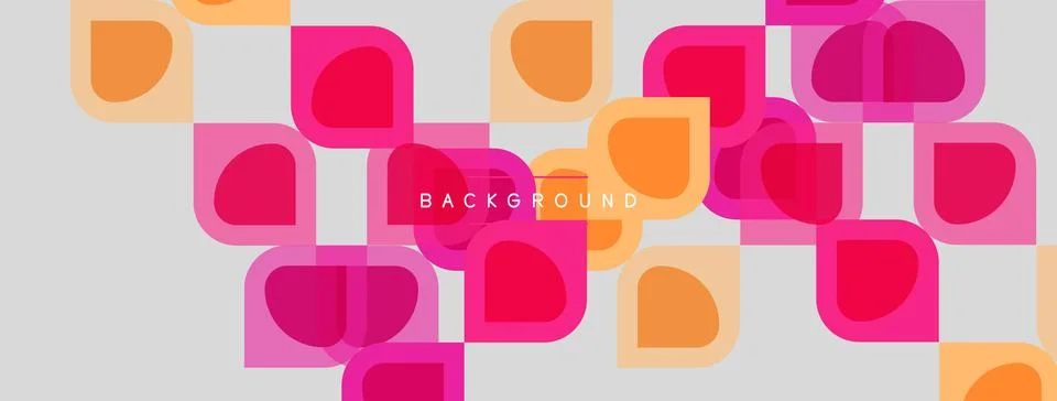 Abstract geometric pattern. Rounded squares overlap, creating vibrant color イラスト素材