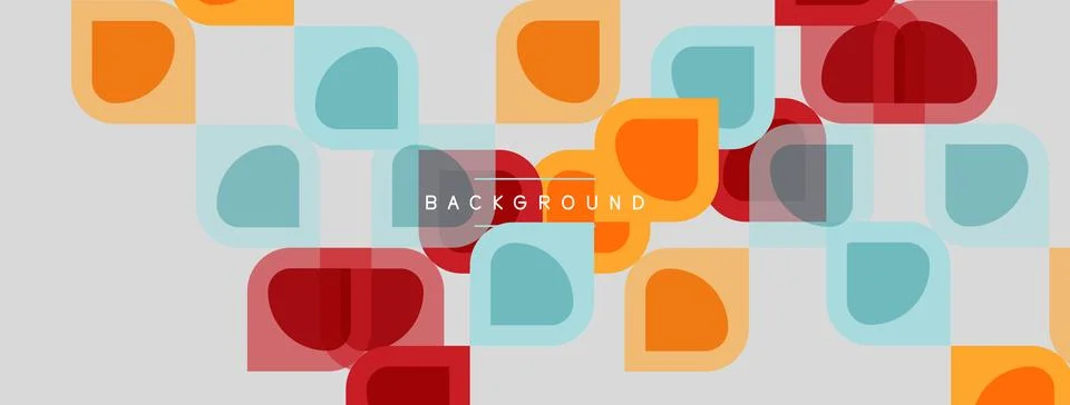 Abstract geometric pattern. Rounded squares overlap, creating colorful Stock Illustration