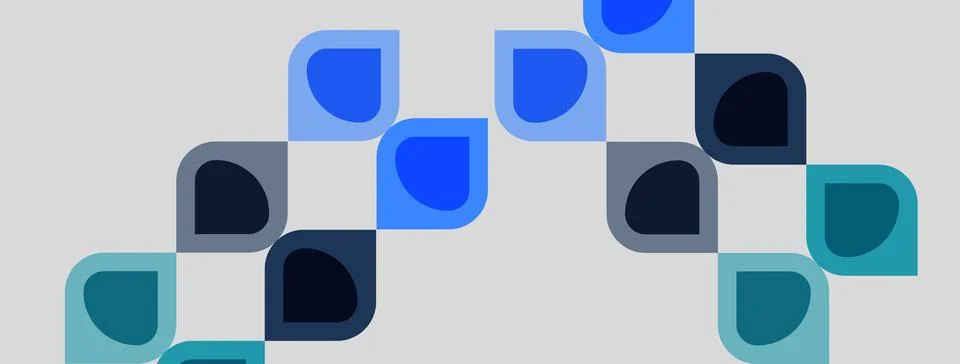 Abstract geometric pattern. Rounded squares, varying blues, gray background. イラスト素材