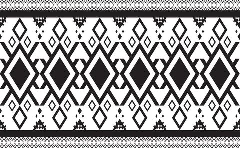Abstract geometric pattern seamless black and white vector.Repeating geometri Stock Illustration