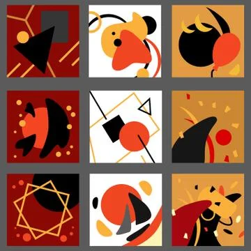 Abstract geometric pattern set on grey backdrop Stock Illustration