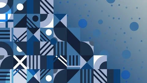 Abstract Geometric Pattern in Shades of Blue With Gradient Background Stock Illustration