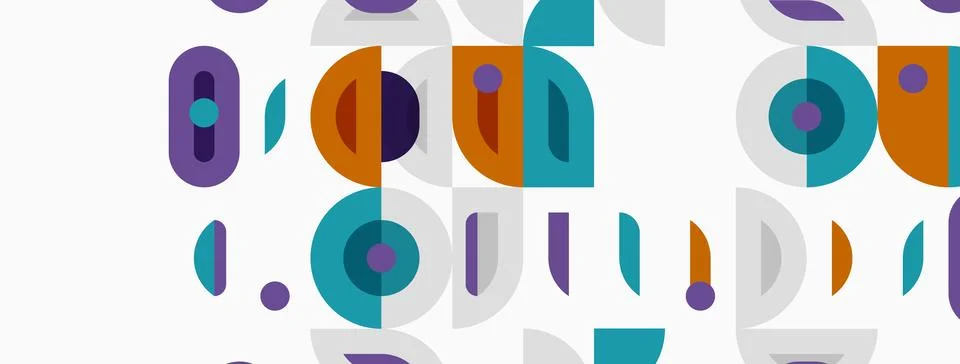 Abstract geometric pattern. Shapes include circles, ovals, rectangles. Colors 库存插图