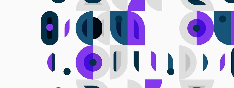 Abstract geometric pattern. Shapes include circles, rectangles, curves. Color Stockillustratie