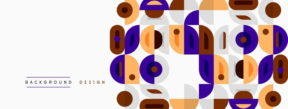 Abstract geometric pattern. Shapes include circles, rectangles, lines. Colors 库存插图