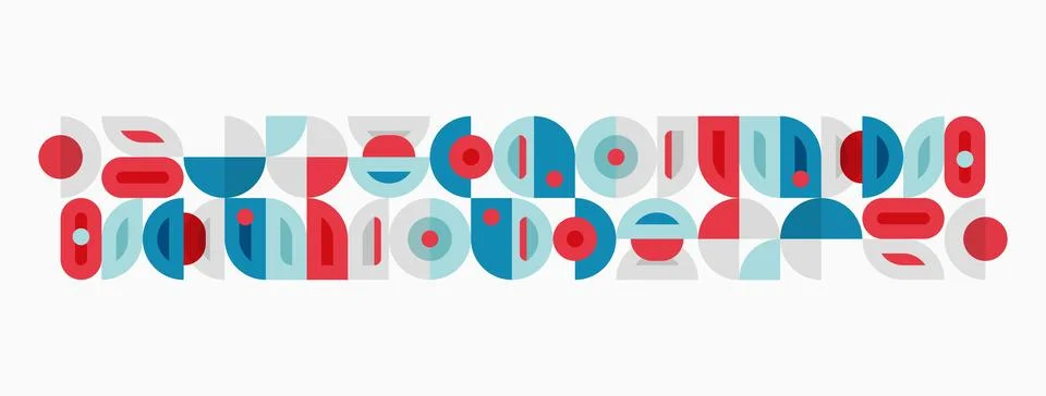 Abstract geometric pattern. Shapes include circles, squares, rectangles. Colo Stockillustratie