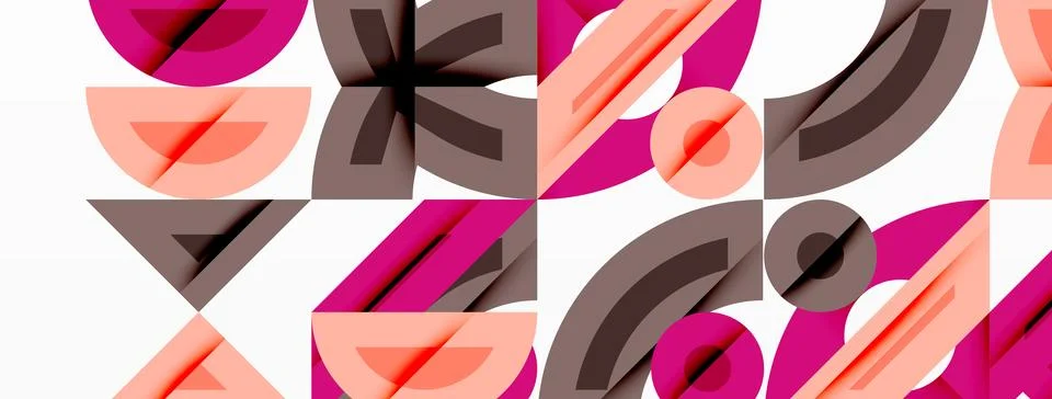 Abstract geometric pattern. Shapes overlap, creating dynamic composition. Pink, Illustrazione stock