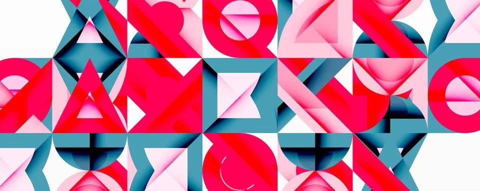Abstract geometric pattern. Shapes overlap, creating dynamic composition. Pink, 스톡 일러스트