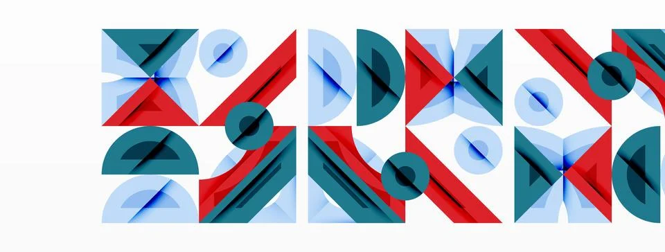 Abstract geometric pattern. Shapes overlap, creating dynamic visual rhythm. Red, Stock Illustration