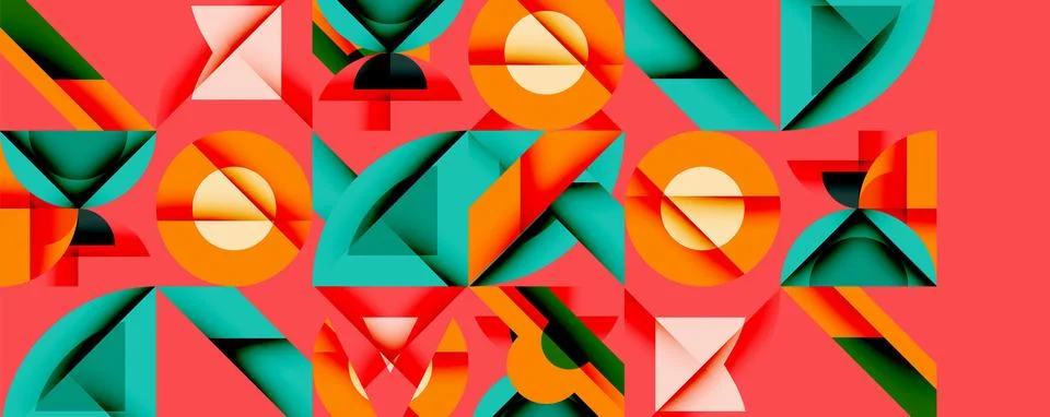 Abstract geometric pattern. Shapes overlap, creating vibrant visual texture. Stock Illustration