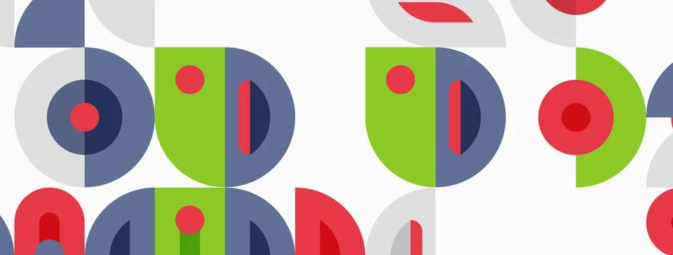 Abstract geometric pattern. Shapes overlap, creating playful composition. C.. Stock Illustration