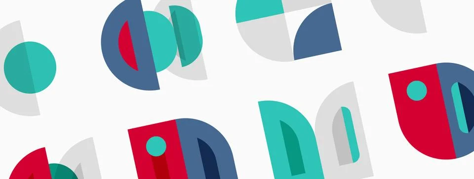 Abstract geometric pattern. Shapes overlap, creating colorful design. Red, .. Stockillustratie