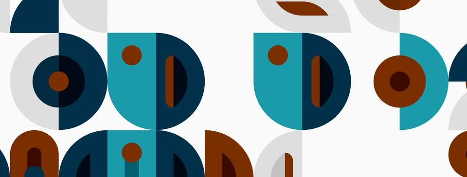 Abstract geometric pattern. Shapes overlap, creating midcentury modern aest.. 库存插图