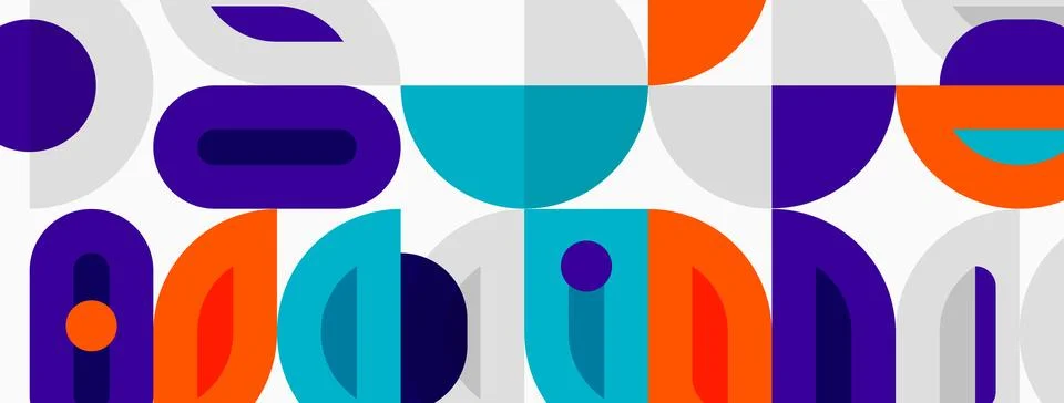 Abstract geometric pattern. Shapes overlap, creating colorful midcentury mode Stock Illustration
