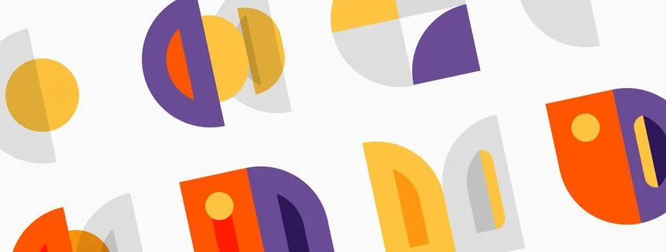 Abstract geometric pattern. Shapes overlap, creating colorful design. Soft hu Illustrazione stock