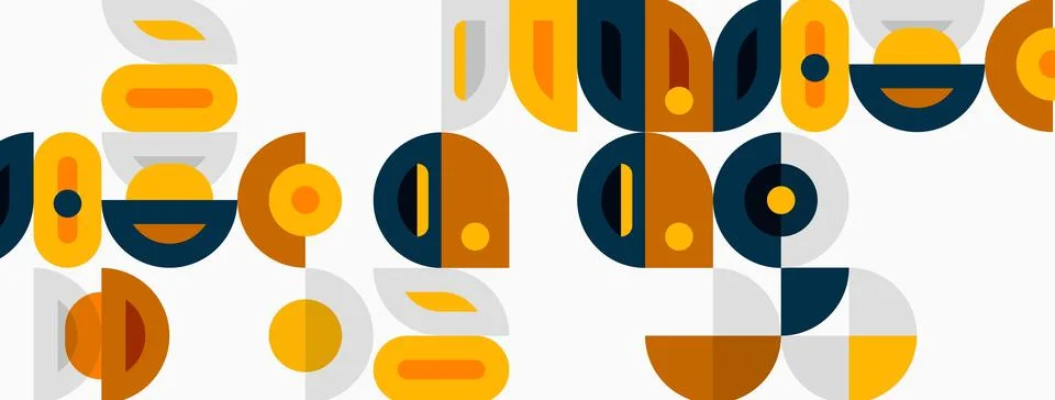 Abstract geometric pattern. Shapes overlap, creating midcentury modern aest.. Illustrazione stock