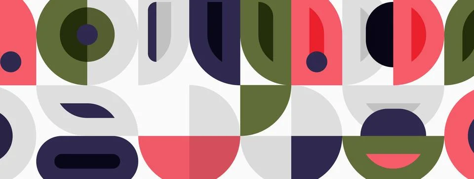 Abstract geometric pattern. Shapes overlap, creating playful visual rhythm. Stock Illustration