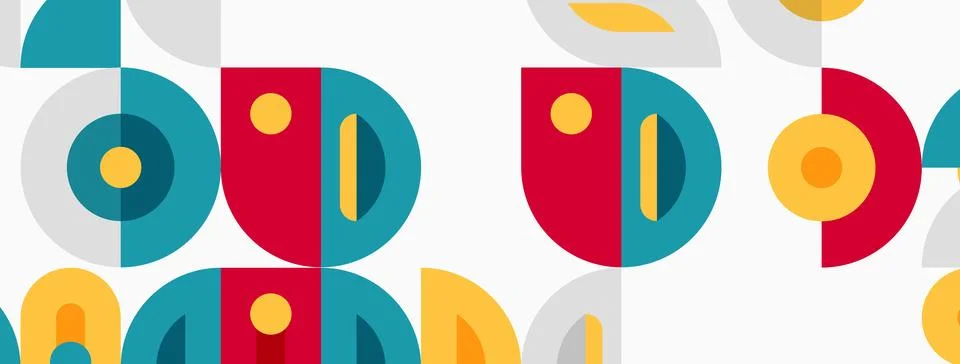 Abstract geometric pattern. Shapes overlap, creating playful design. Colors 스톡 일러스트