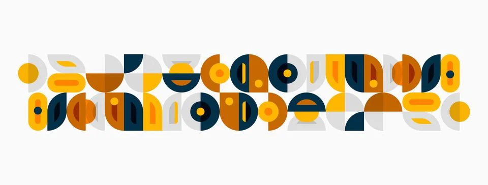 Abstract geometric pattern. Shapes overlap, creating midcentury modern aest.. イラスト素材
