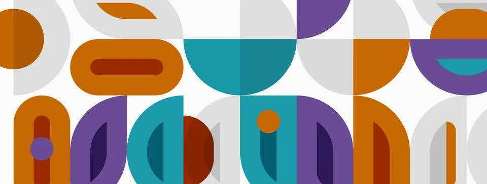 Abstract geometric pattern. Shapes overlap, creating midcentury modern aest.. Stockillustratie