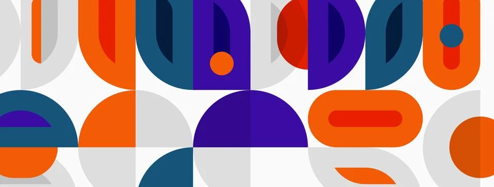 Abstract geometric pattern. Shapes overlap, creating vibrant visual rhythm. Stock Illustration