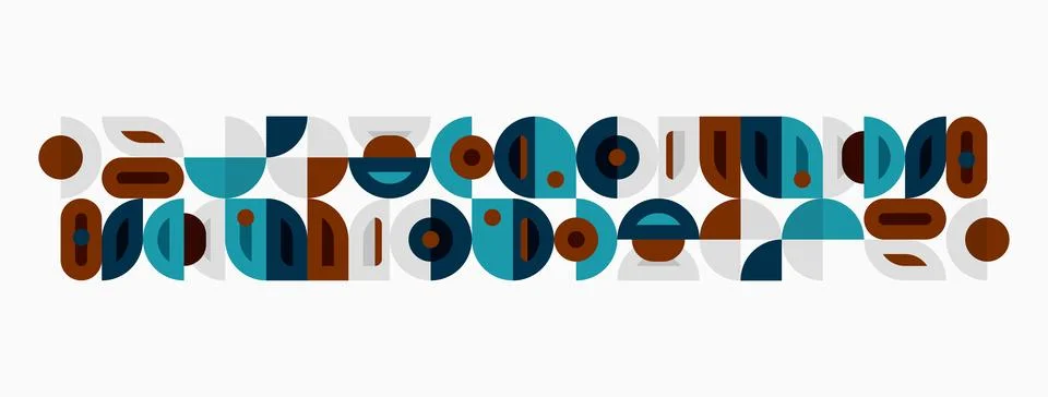 Abstract geometric pattern. Shapes overlap, creating midcentury modern aest.. Illustrazione stock