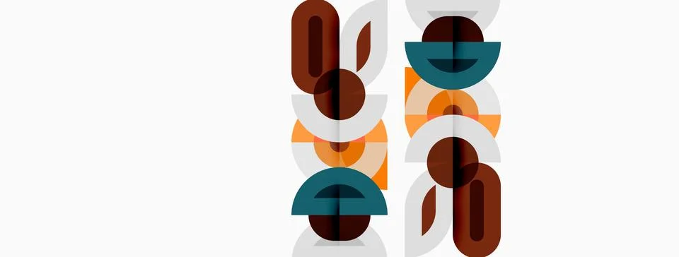 Abstract geometric pattern. Shapes overlap, creating midcentury modern aest.. Illustrazione stock