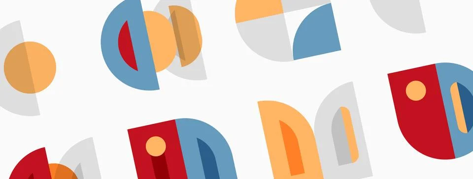 Abstract geometric pattern. Shapes overlap, creating colorful design. Minim.. Stock Illustration