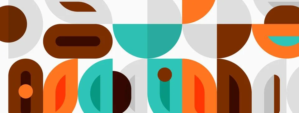 Abstract geometric pattern. Shapes overlap, creating midcentury modern aest.. Illustrazione stock